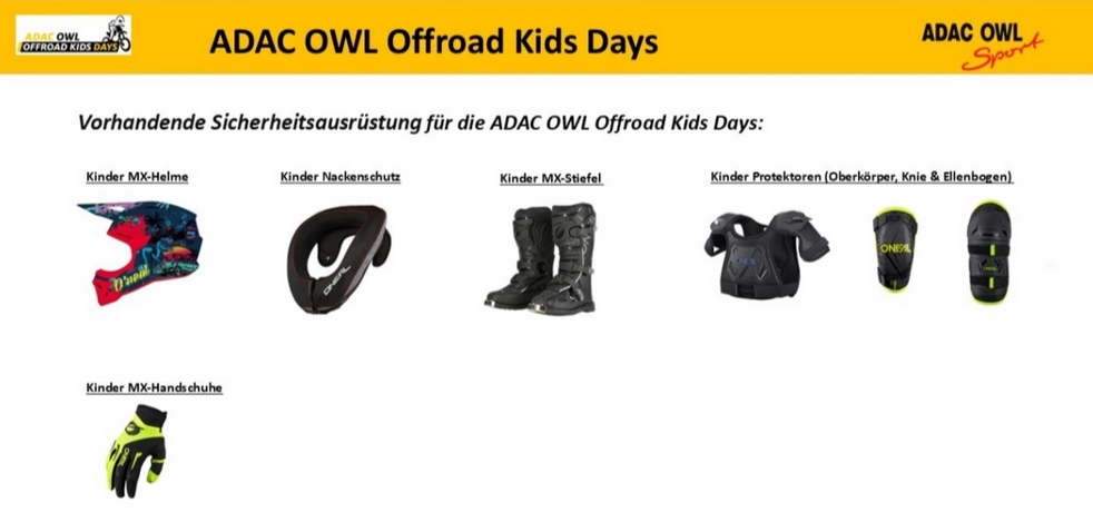 ADAC OWL Offroad Kids Days - Ausrüstung